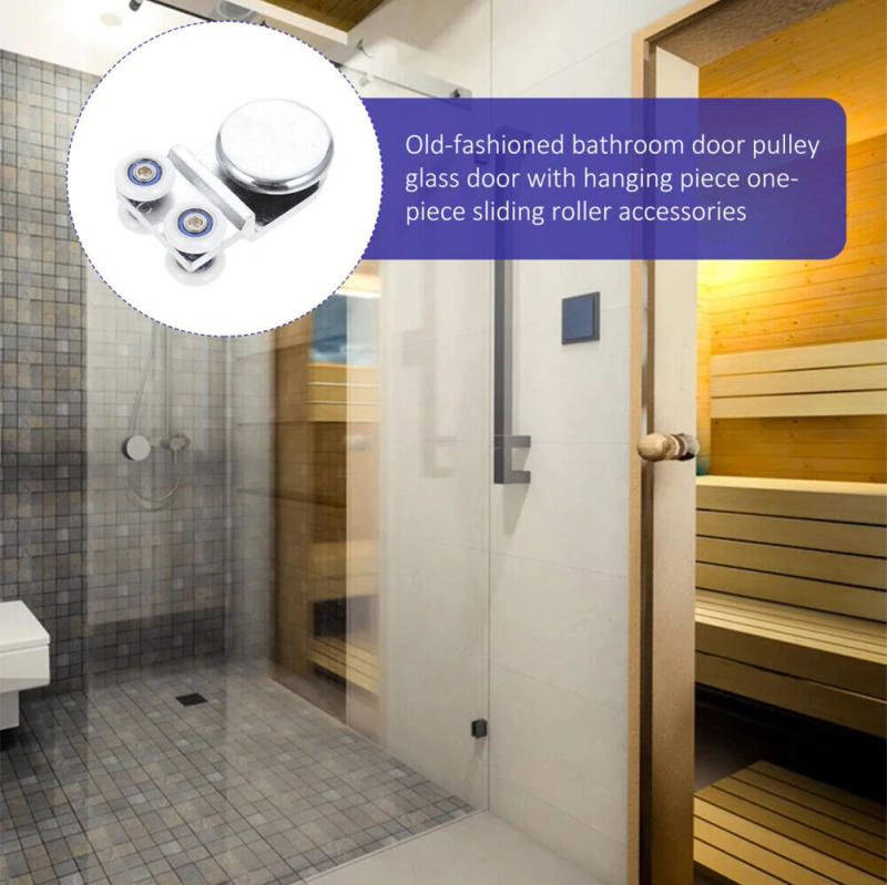 Description Picture 6 of itemFixtures Pulley Sliding Door Glass Door Easy Installation Roller Hanging Wheel Pulley 2pcs Aluminum Alloy Bathroom