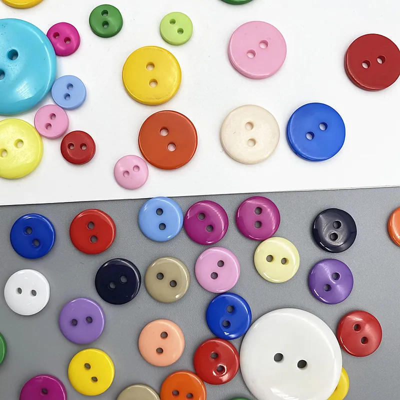 Description Picture 3 of itemNew 50pcs 11.5mm Colours Double Eye Bread Button Round Resin Sewing Buttons Diy Scrapbooking Multicolour
