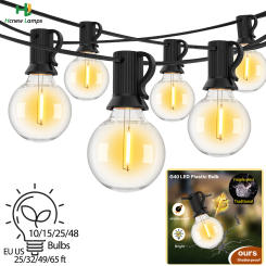 LED G40 Ball String Lightings Plastic Shatterproof Bulbs Waterproof Connected Garland Fir Patio Lights for Party Light Camping