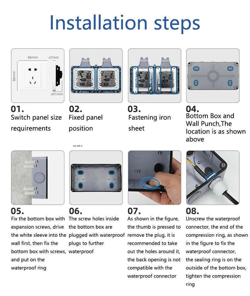 Description Picture 4 of itemIP66 Socket Waterproof Outdoor Socket Wall Power Socket 16A France Poland Czech Outlet Weatherproof Electrical Outlets Grounded