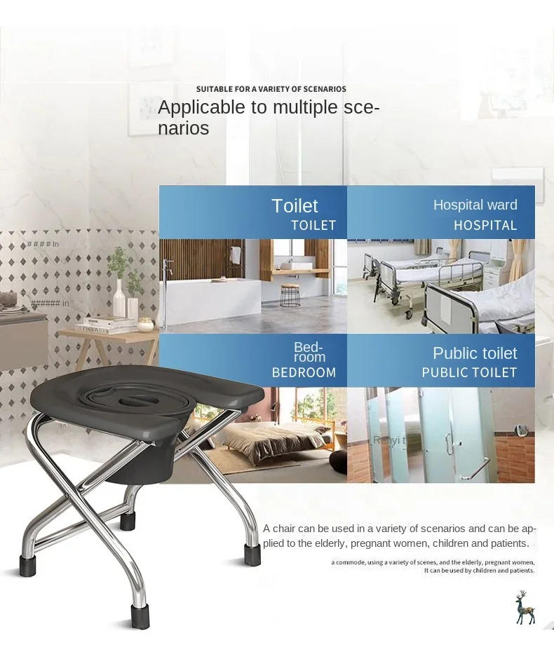 Description Picture 5 of itemFolding U Plate Sitting Stool Chair Pregnant Elderly Toilet Seat Stool Chair Toilet Stool Squat Sit Toilet Stainless Steel