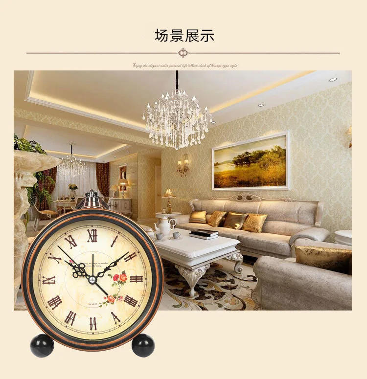 Description Picture 6 of itemVintage Hangable Battery Alarm Clock Metal Night Light Super Silent Table Desk Quartz Clock Time For Bedroom Bedside Desk Shelf