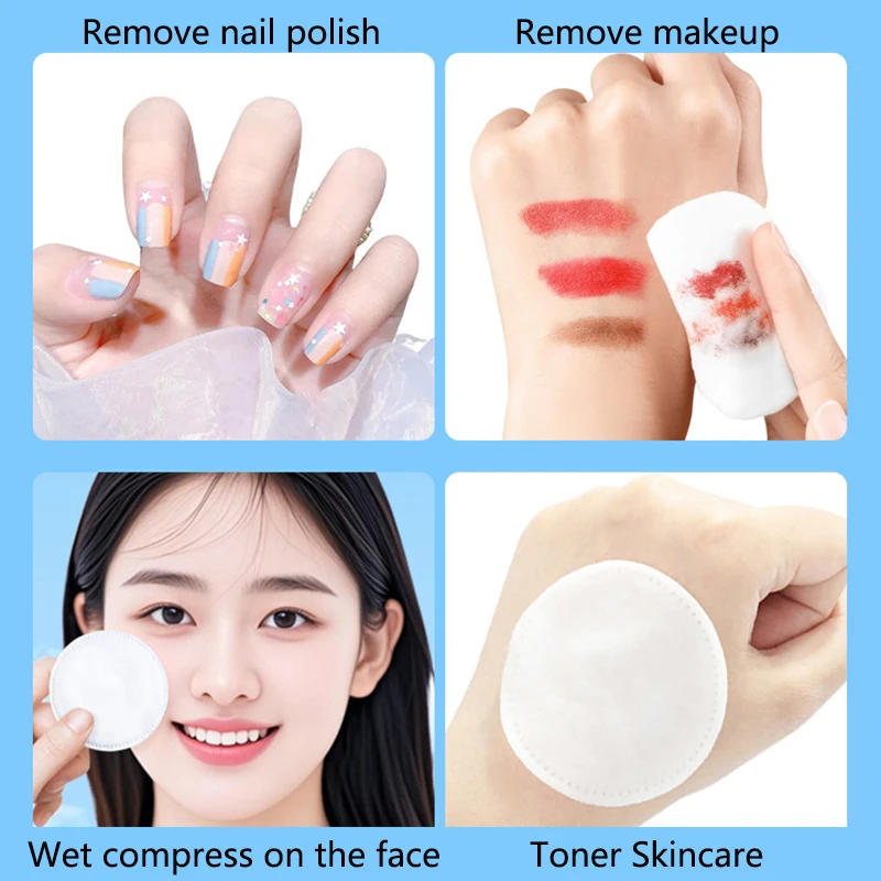 Description Picture 5 of item100PCS/Bag Disposable Cotton Pad Cosmetic Wipes Nail Art Clean Round Cotton Pads Soft Daily Supplies Facial Makeup Remover Tool