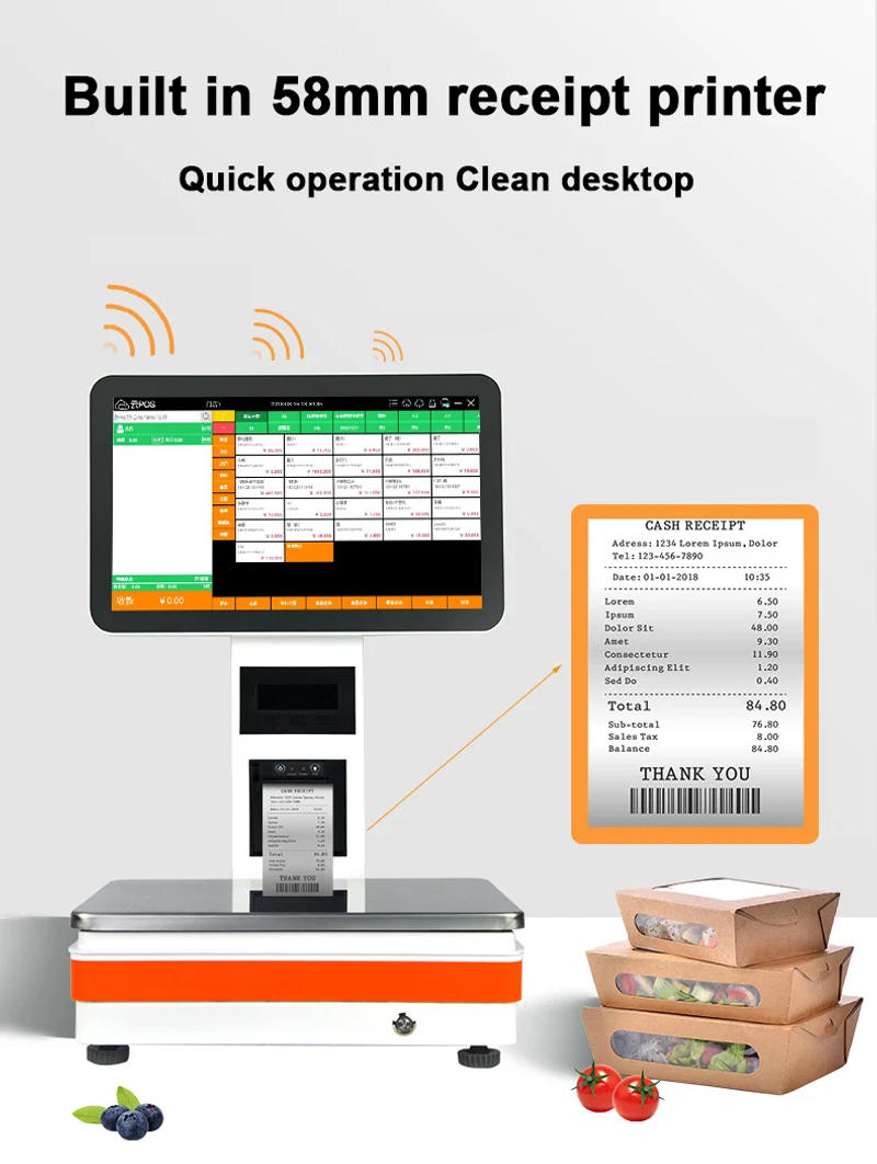 Description Picture 5 of itemCommercial Intelligent Cash Register Scale Electronic Scale Receipt Printer All-in-one for Fruit Vegetable Stores Supermarkets