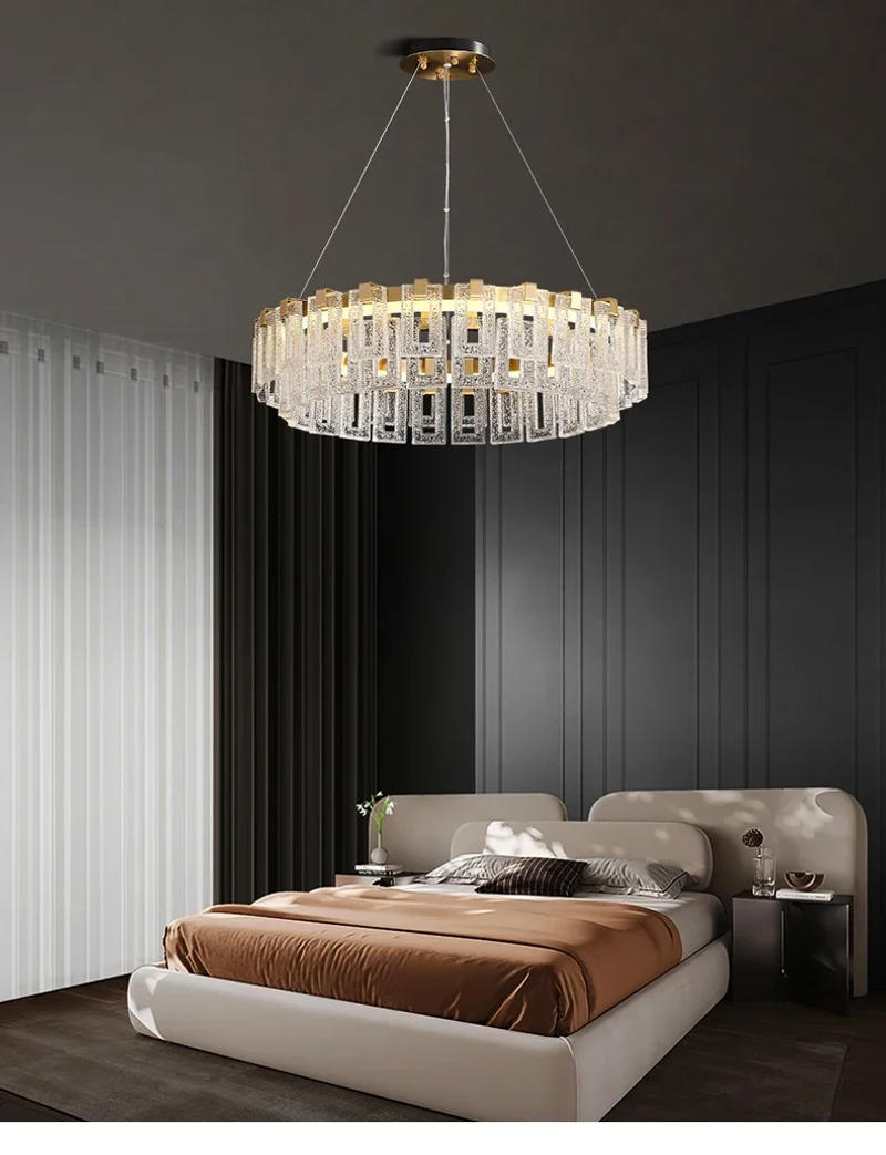 Description Picture 3 of itemRound Design Modern LED Chandelier Living Room Hanglamp Gold Luxury Bedroom Decoration Fixtures