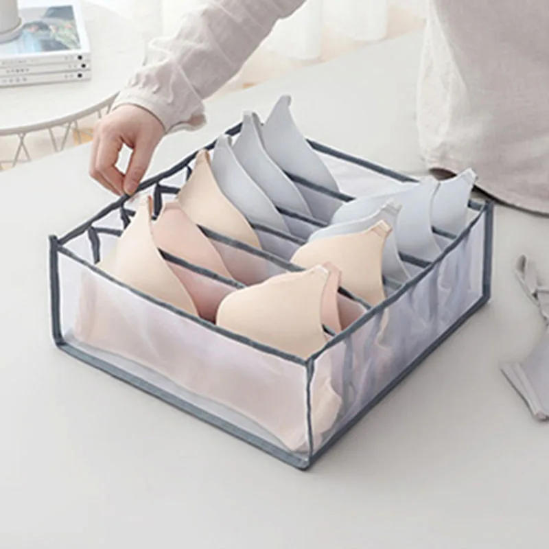 Description Picture 5 of itemhome Clothes Jeans storage boxes mesh net bag Closet Organizer Foldable Underwear baby cloth sock Pants Dividers Drawer Wardrobe