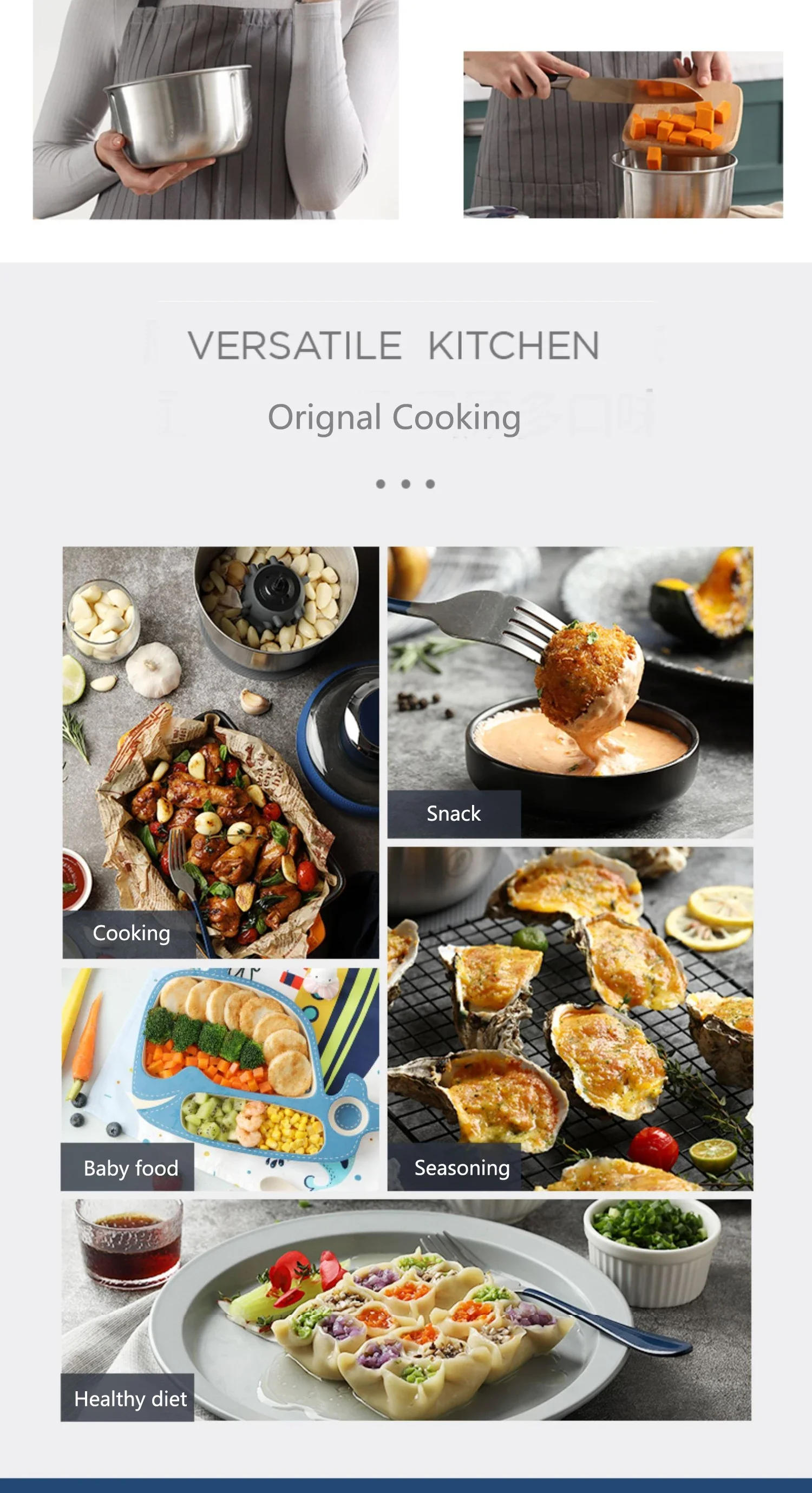 Description Picture 6 of itemHouselin Meat Grinder, Food Processors with 2 Bowls, 500W Electric Food Chopper for Baby Food, Meat, Onion