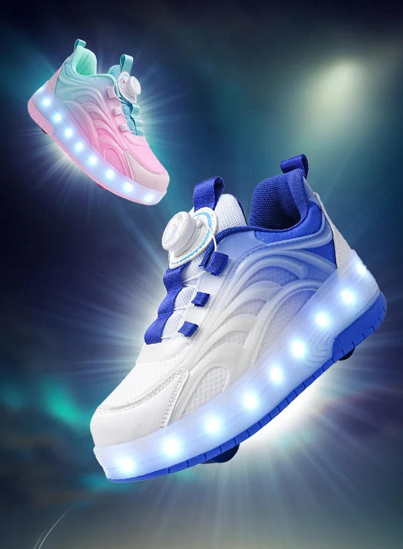 Description Picture 3 of itemTwo Wheels Children's Led Light Roller Skate Shoes For Kids Boys Girls Glowing Sports Luminous Sneakers Skateboard USB Charging