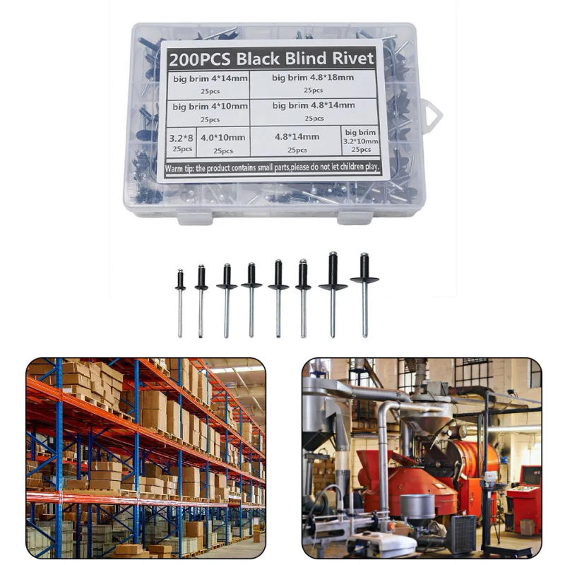 Description Picture 5 of itemBlind Multi-Grip POP-Rivet Rivet Flanges Equipment Fasteners Aluminum Aluminum Alloy Automobiles Set Standard 200Pcs Assorted