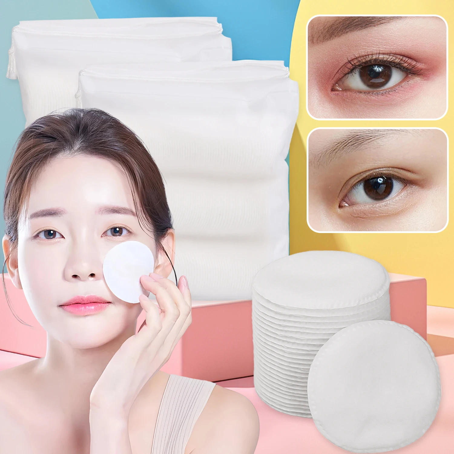 Description Picture 3 of item100/1000pcs Double-sided Cosmetic Cotton Pads Soft and Breathable Round Daily Facial Cleaning Makeup Nail Polish Remove Pads