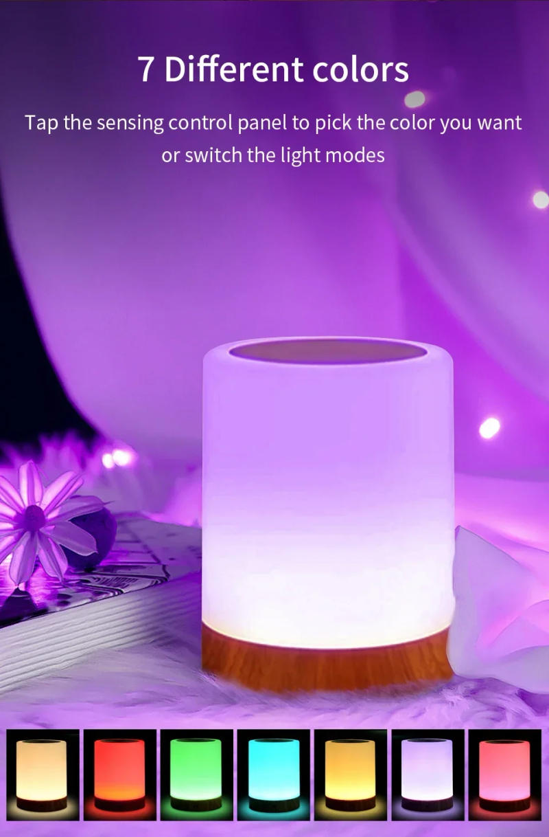 Description Picture 4 of itemTouch Bedside Light LED Color Changing Night Light With Remote Control Dimmable Lamp Table Bedside Lamps USB Rechargeable Lamp