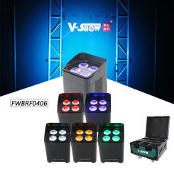 V-show 6pcs Light With Case Outdoor IP65 Waterproof Battery Wireless DMX Wifi Remote Led Wedding Uplight 4x18w RGBWAUV 6in1