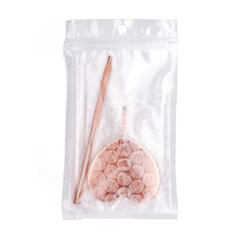 Description Picture 2 of itemEyelash Extensions Checking Mirror Heart Shape Stainless Steel Multifunction Lashes Mirror Beauty Makeup Supplies