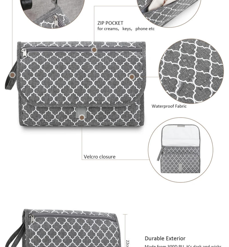 Description Picture 5 of itemPortable Diaper Changing Pad, Portable Changing pad for Newborn Girl & boy - Baby Changing Pad with Smart Wipes Pocket