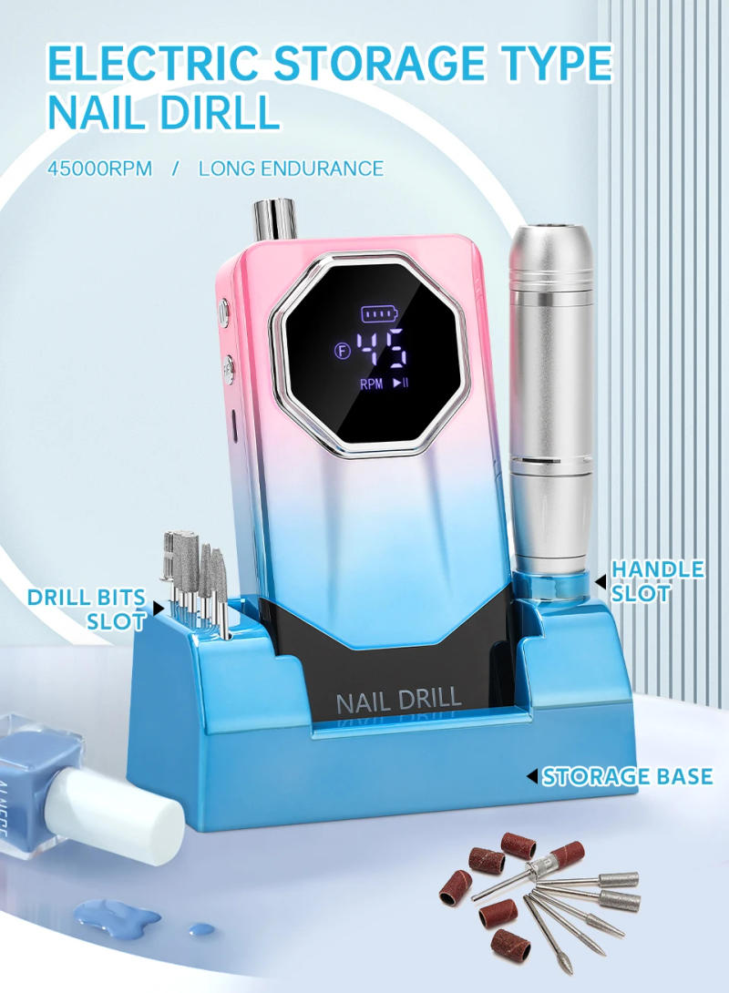 Description Picture 2 of itemDianaBeauty 45000RPM Nail Drill Machine Professional Nail Drills for Gel Nails Polish Rechargeable Portable Nail File Nail Art