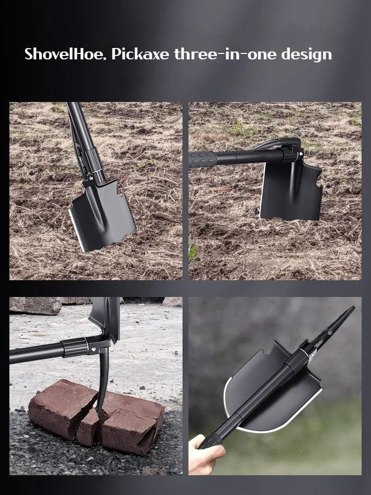 Description Picture 5 of itemMultifunctional garden shovel for camping, suitable for camping/fishing/wild survival, etc. Shovel. Pickaxe and hoe three-in-one