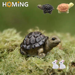 Cute Mini Resin Turtle Bunnies Miniature Figures Little White Rabbit Ornament Statue Micro Landscape Dollhouse Decoration Crafts