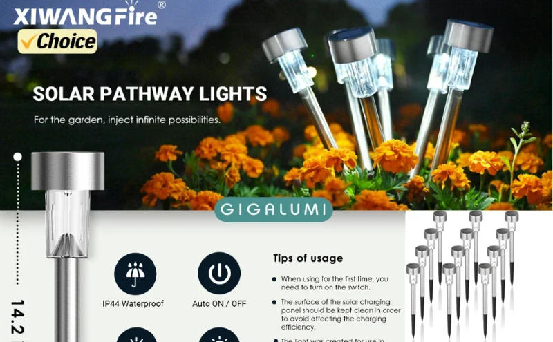 Description Picture 5 of item1-4PCS Solar LED Light Outdoor Solar Wall Light IP65 3000K Garden Light Solar Spotlights Solar Uplights for Trees Pathway Yard