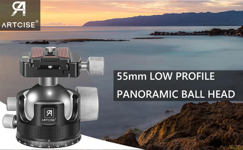 Description Picture 2 of itemARTCISE 44mm/55mm Low Profile Tripod Ball Head, All Metal CNC Heavy Duty Tripod Head for DSLR Camera Tripod Monopod Load 40kg