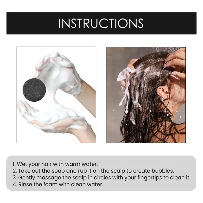 Description Picture 3 of itemSoap Hair Darkening Shampoo Bar Repair Gray White Hair Color Dye Face Hair Body Shampoo 60g Natural Organic Hair Conditioner