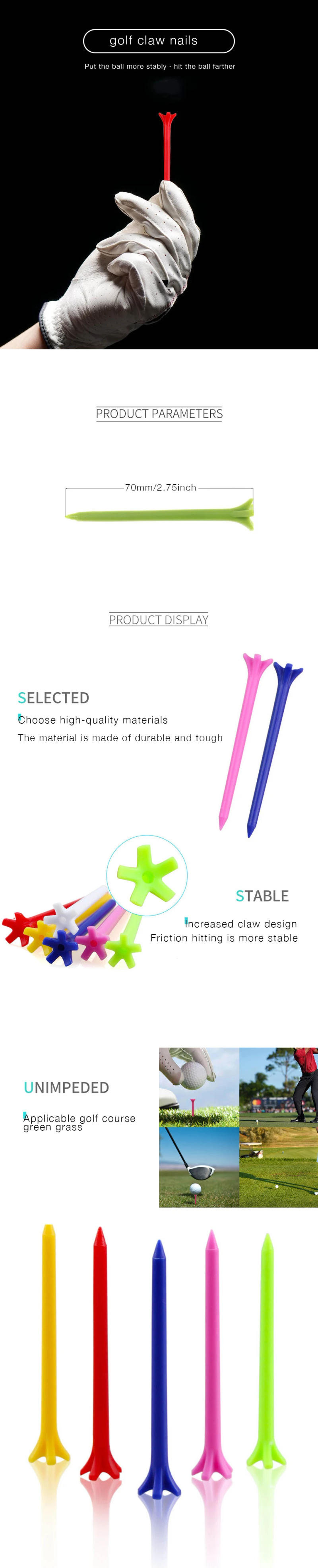 Description Picture 2 of item50-Pack Golf Tee Set - Unbreakable Golf Tees with Improved Durability, Reduced Friction, and Increased Drive Distance