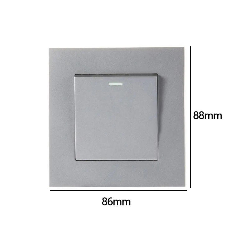 Description Picture 3 of itemNew Matte Grey Wall Switches 1Way Button Home Accessories Wall Light Switch Panel Durable with LED Lamp 1/2/3/4 Gang