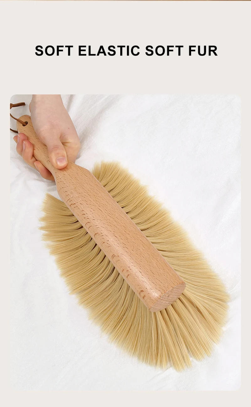 Description Picture 6 of itemWooden Bed Cleaning Brush Soft Elastic Fur Long Handle Duster Seven Rows Thickened Dust Brush Hand Broom Soft Anti-static Brush