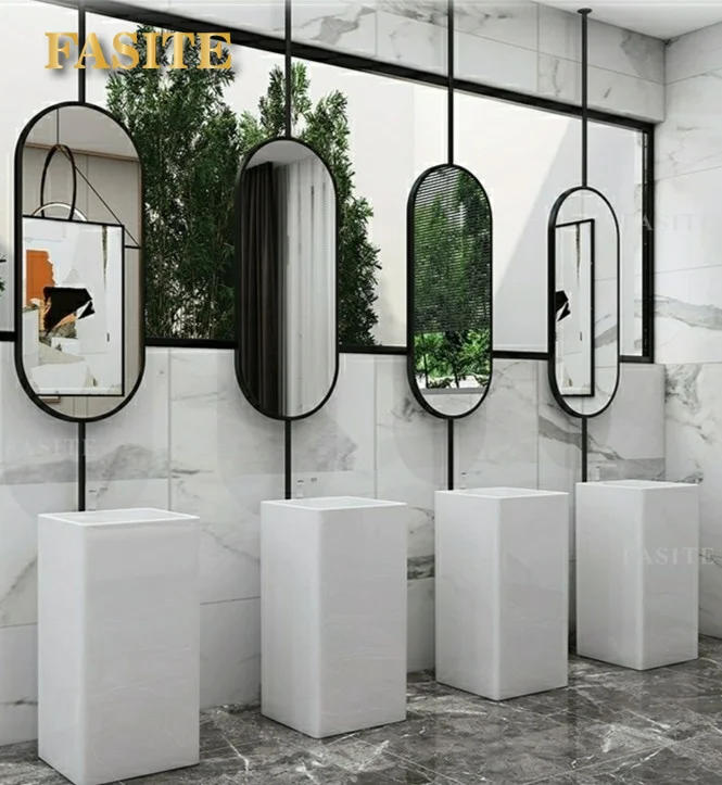 Description Picture 2 of itemMetal Nordic Bathroom Mirror Hanging Glass Vanity Design Aesthetic Bathroom Mirror  Home Improvement