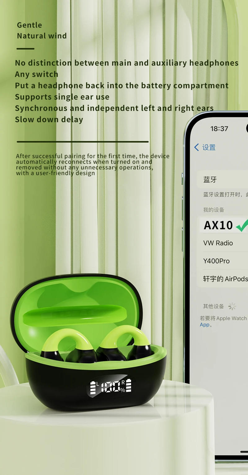 Description Picture 5 of itemWireless ear clip earphones AX10 non-in-ear open V5.3 binaural OWS super long standby sports and fitness universal headphones