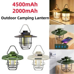 LED Camping Light Retro Hanging Tent Lamp Portable Camping Lantern Waterproof Type-c Charging with Hook Battery Indicator