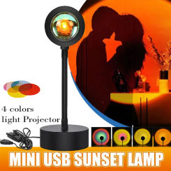 2Pack LED Atmosphere Night Light Projector Sunset Lamp USB Plug For Bedroom Living Room Gift Background Decoration Lighting