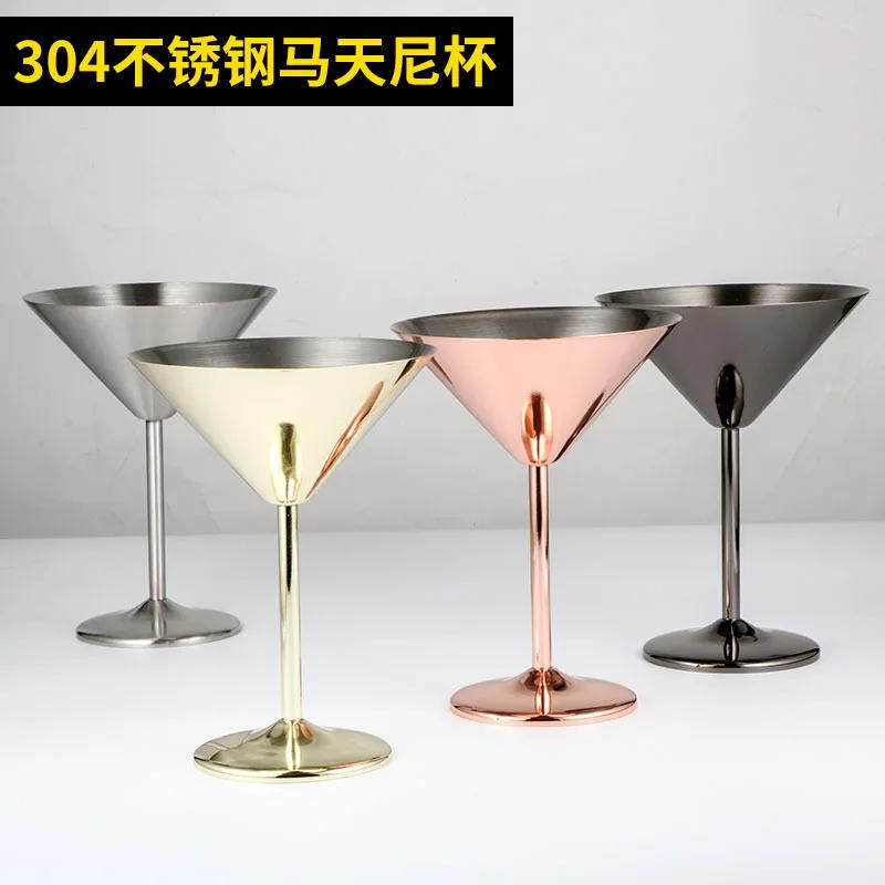Description Picture 2 of item304 Stainless Steel Martini Cocktail Glass Champagne Goblet Wine Cup Rose Gold Personalized Design Karaoke Bar Metal Utensils