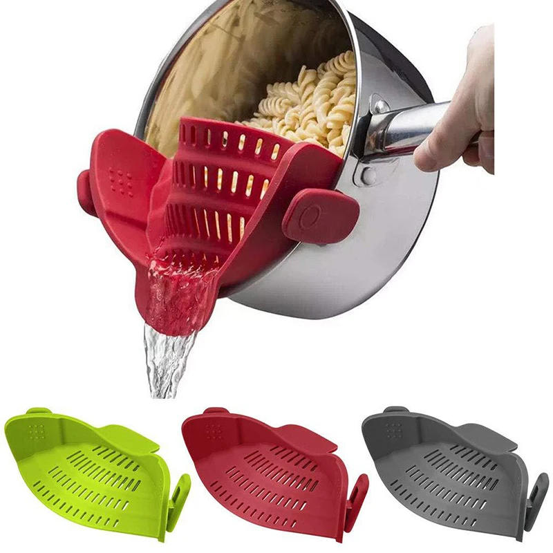 Description Picture 2 of itemUniversal Silicone Clip on Pan Pot Strainer Anti Spill Pasta Pot Strainer Food Grade Fruit Colander for Pasta Fruit Vegetable