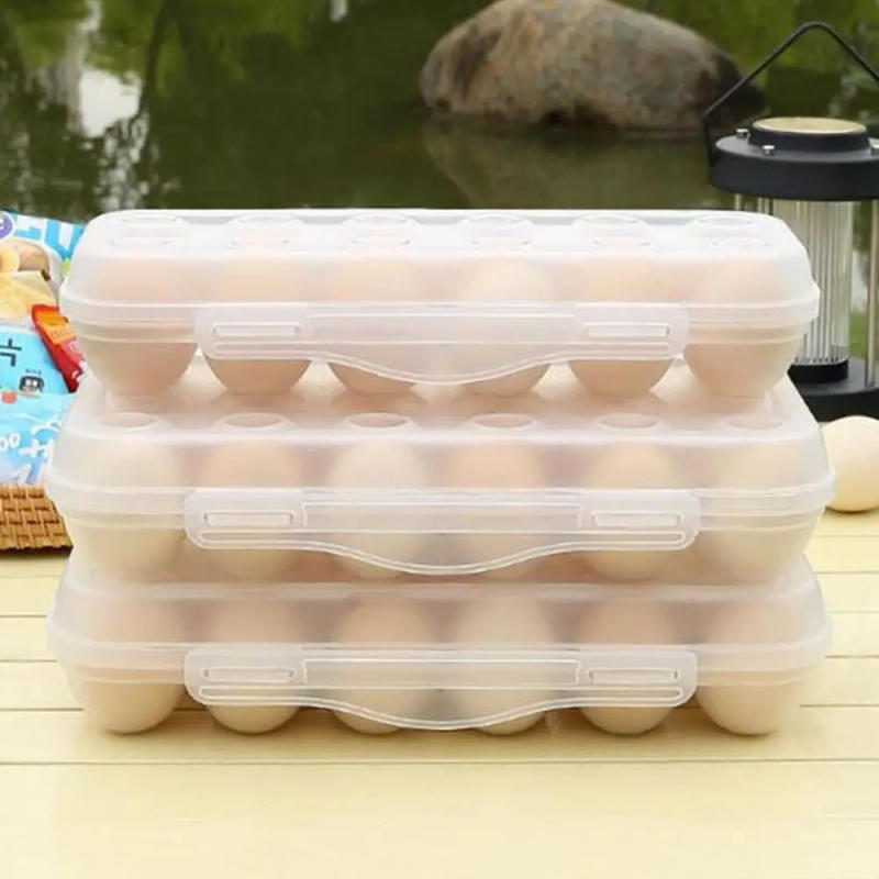 Description Picture 5 of itemPlastic 12/18 Grids Egg Tray Transparent Anti-collision Egg Storage Box Snap-on Stackable Fridge Egg Organizer for Home