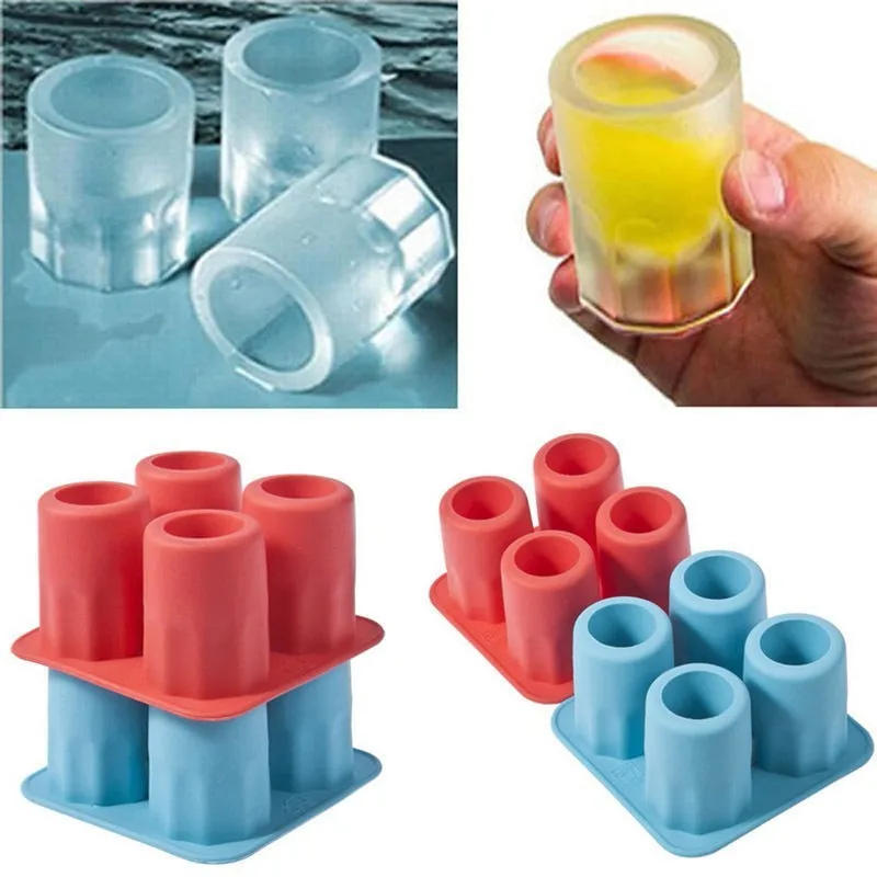 Description Picture 3 of item4 Cup Shape Silicone Ice Cube Mold Shot Glass IceMould Ice Cube Tray Summer Bar Party Beer Ice Cocktail Cold Drinking Tools