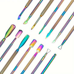 Multicolor Double-ended Stainless Steel Cuticle Pusher Dead Skin Push Remover For Pedicure Manicure Nail Art Cleaner Care Tools