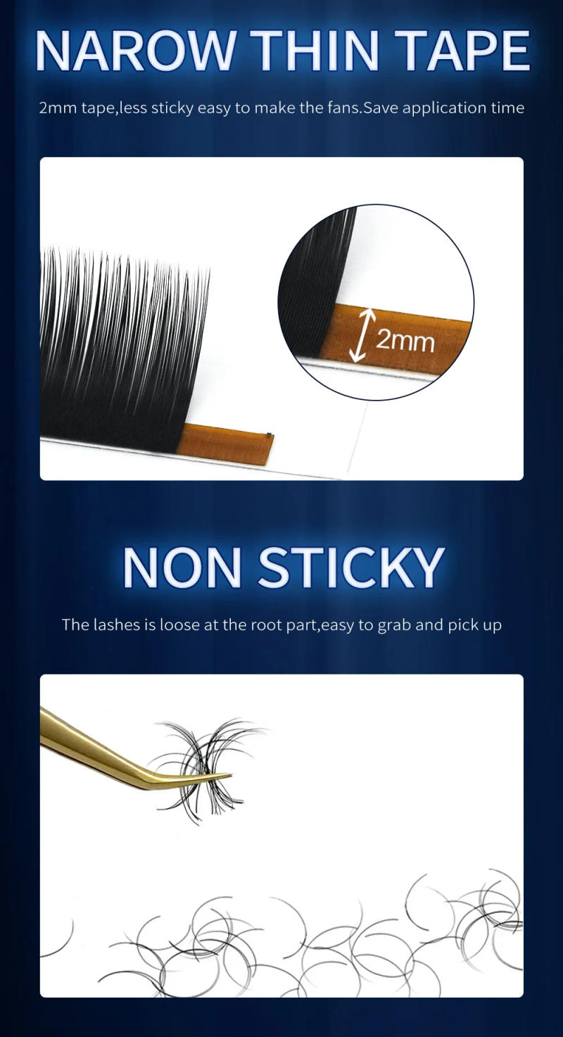 Description Picture 6 of itemBluebell Beauty All Sizes 8-15mm Individual Eyelashes Extension Matte Black Russian Volume Eyelashes Silk Long/Short/Lower Lash