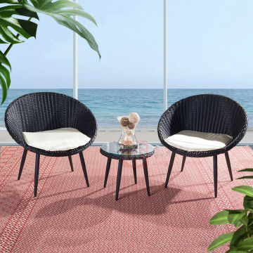 Modern Leisure Garden Furniture Sets Nordic Outdoor Furniture Home Balcony Rattan Chair Outdoor Table and Chair Three-piece Sets