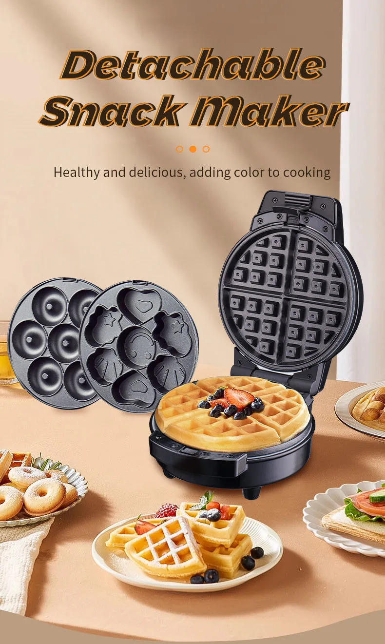 Description Picture 2 of itemHome changer 3-in-1 breakfast sandwich maker for kid-friendly breakfasts, snacks, desserts, etc., non-stick surfaces