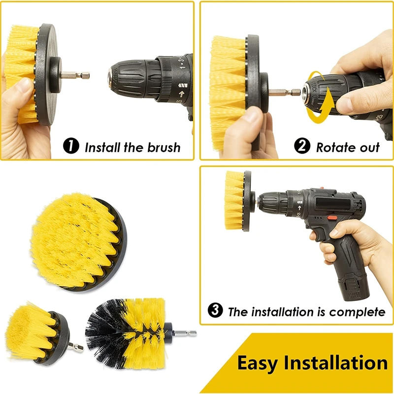 Description Picture 4 of item3pcs Drill Brush Attachment Set Power Scrubber Brush With Drill Scrub Brush For Cleaning Showers Tubs Bathroom Tile Grout Carpet
