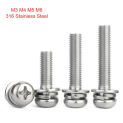 316 Stainless Steel Combination Screws Phillips Round Head Three Combination Screws M3 M4 M5 M6