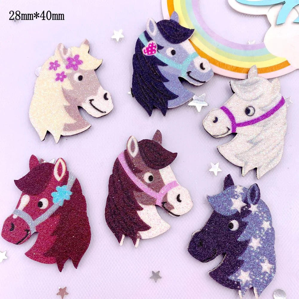 Description Picture 3 of item10pcs Glitter Felt Fabric Nonwovens Colorful exquisite Horse Applique DIY Sewing Patch Halloween Decor Supplie Accessorie Craft