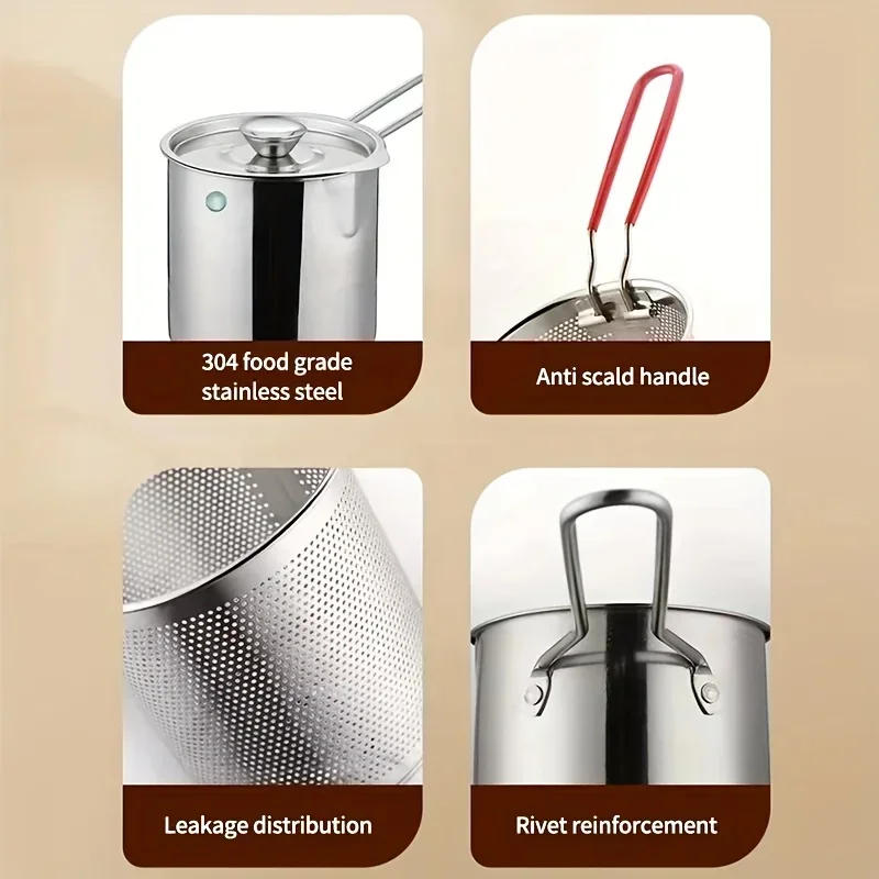 Description Picture 4 of itemStainless Steel Deep Fryer With Frying Basket Multifunctional Small Pot Kitchen Specific Frying Chicken And Other Cooking Tools