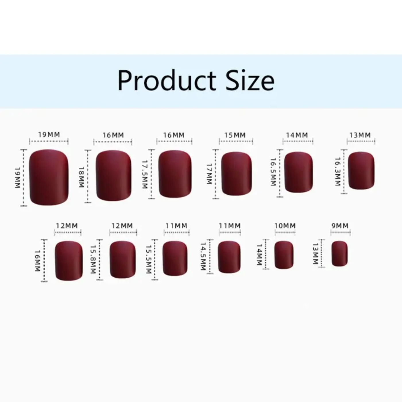 Description Picture 3 of item24Pcs Solid Color Short Square Head False Nails Glossy Wearable Fake Nails Detachable Full Cover Nail Tips Press On Nails