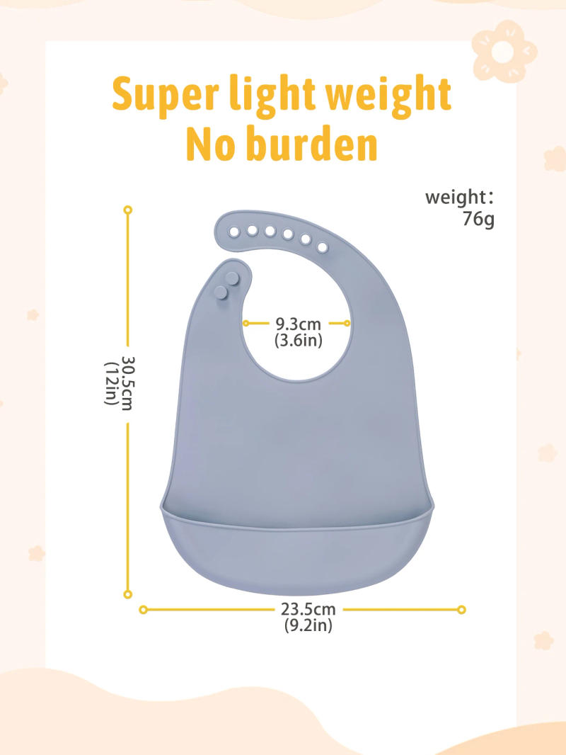 Description Picture 6 of itemBaby Silicone Bibs Babies Waterproof Bib Solid Color 6-speed Adjustment Saliva Pocket Children's Burp Cloths Accessories Newborn