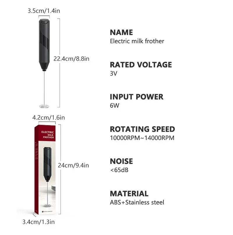 Description Picture 3 of itemNew Electric Milk Frother Handheld Egg Beater Milk Coffee Mixer Foamer Maker Kitchen Whisk Tool Stainless Steel Mini Stirrer