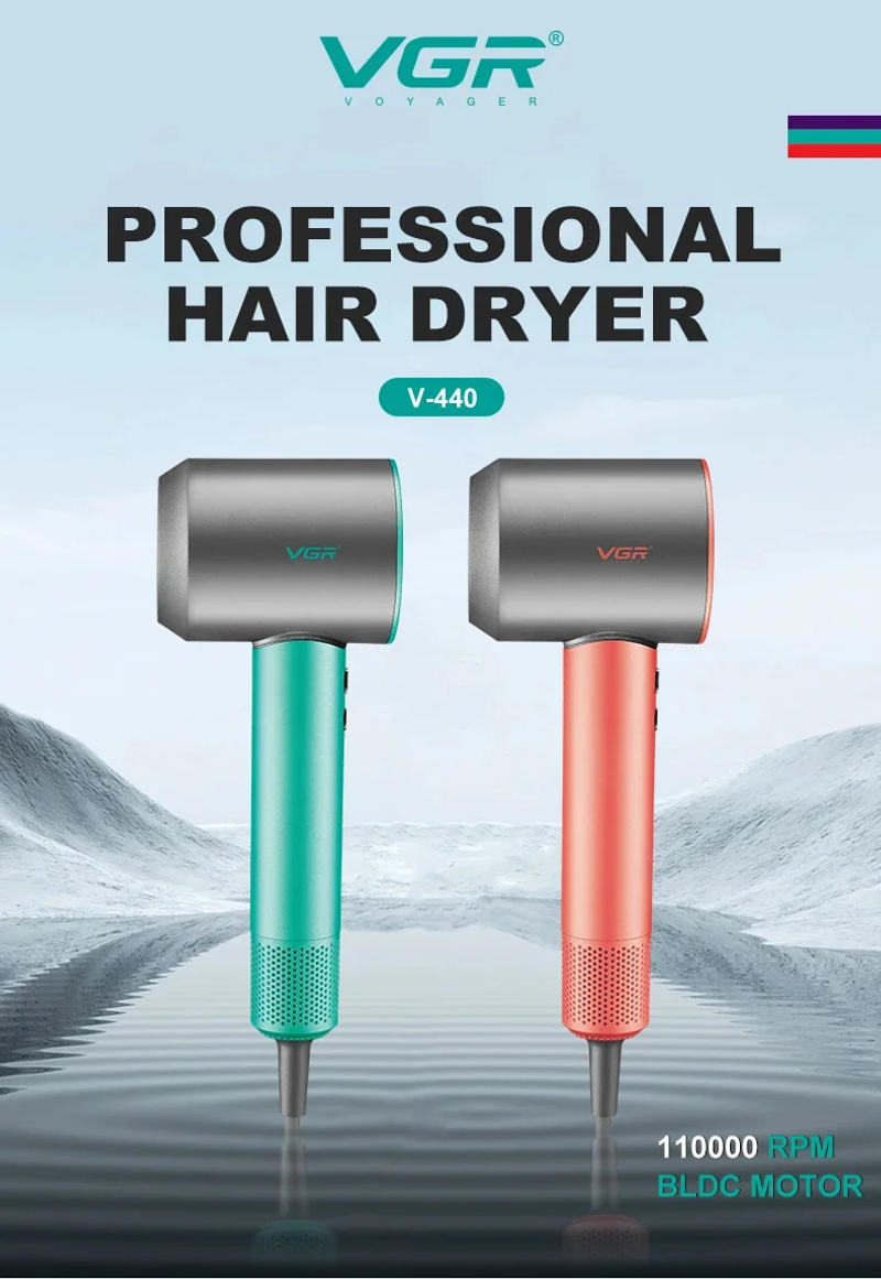 Description Picture 2 of itemVGR Hair Dryer Professional Blow Dryer 110000 RPM Negative Ion Air Blower Adjustable Heat Finishing Hair Dryer Women V-440