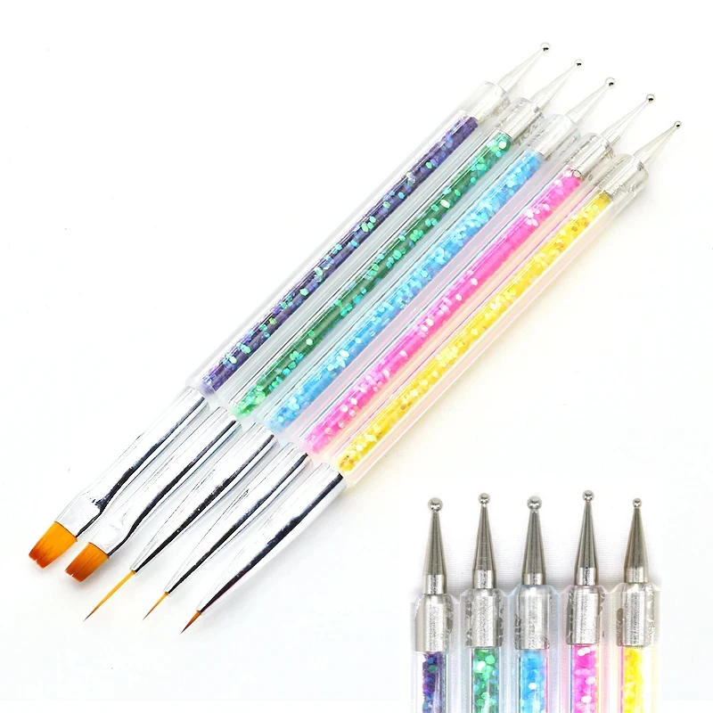 Description Picture 2 of item5Pc Nails Art Dotting Pen Acrylic Drawing Liner Supplies Brush Rhinestone Gems Picker UV Gel Painting Manicure Accessoires Tools