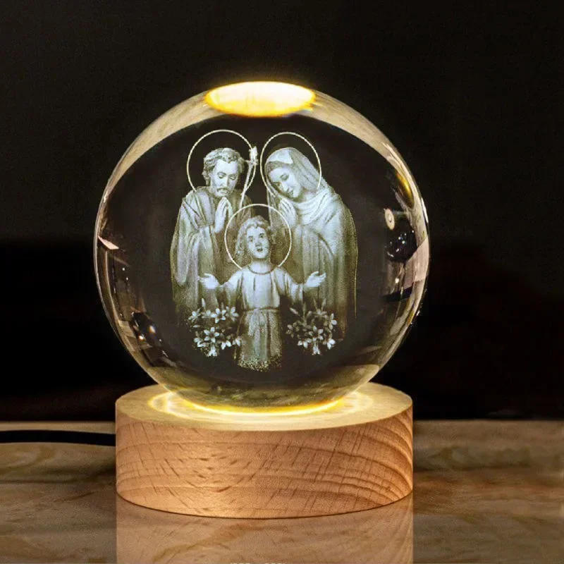 Description Picture 4 of itemCreative Luminous Crystal ball Cross Church Fellowship Event Jesus Souvenir glass ball Birthday Gift Office Desktop Decoration