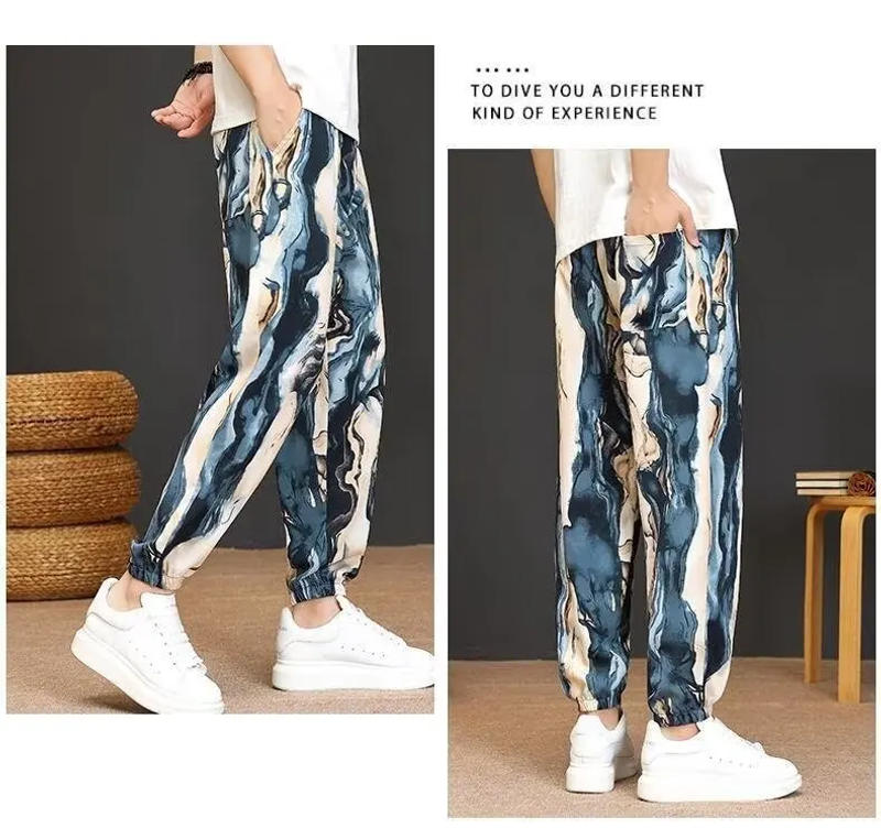 Description Picture 2 of itemFashion Casual Trousers Mid-rise Versatile Breathable Ethnic Style Retro Print Harem Trousers Sweatpants Men'S Streetwear Pants